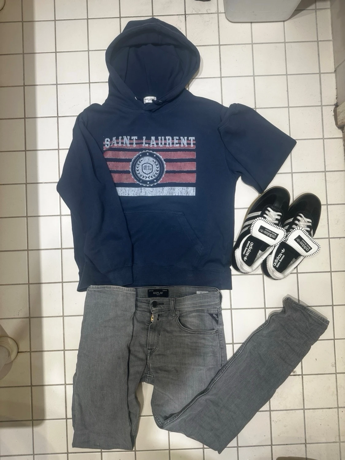 Mörkblå Saint Laurent hoodie - 1