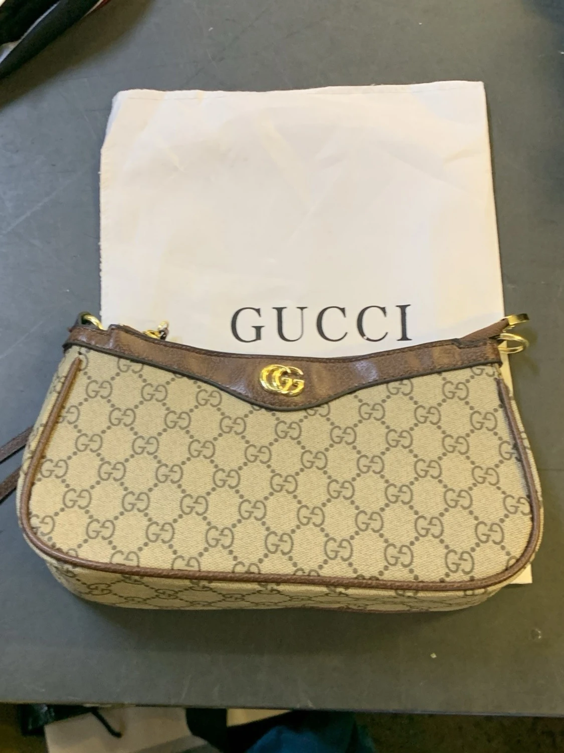 Gucci GG canvas handväska brun/beige