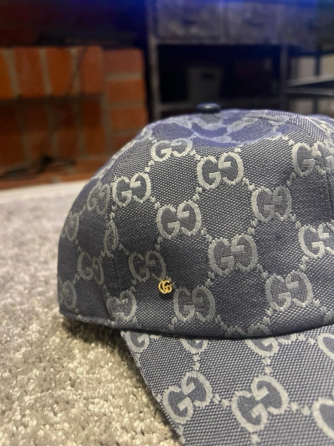 Gucci blå keps med GG-mönster - 2