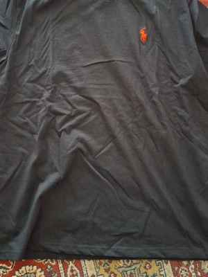 Svart t-shirt från Polo Ralph Lauren - Klassisk svart t-shirt från Polo Ralph Lauren med den ikoniska röda logobrodyrn på bröstet. T-shirten har rund hals och är tillverkad i mjuk bomull för en skön känsla. Perfekt basplagg med stilren design.