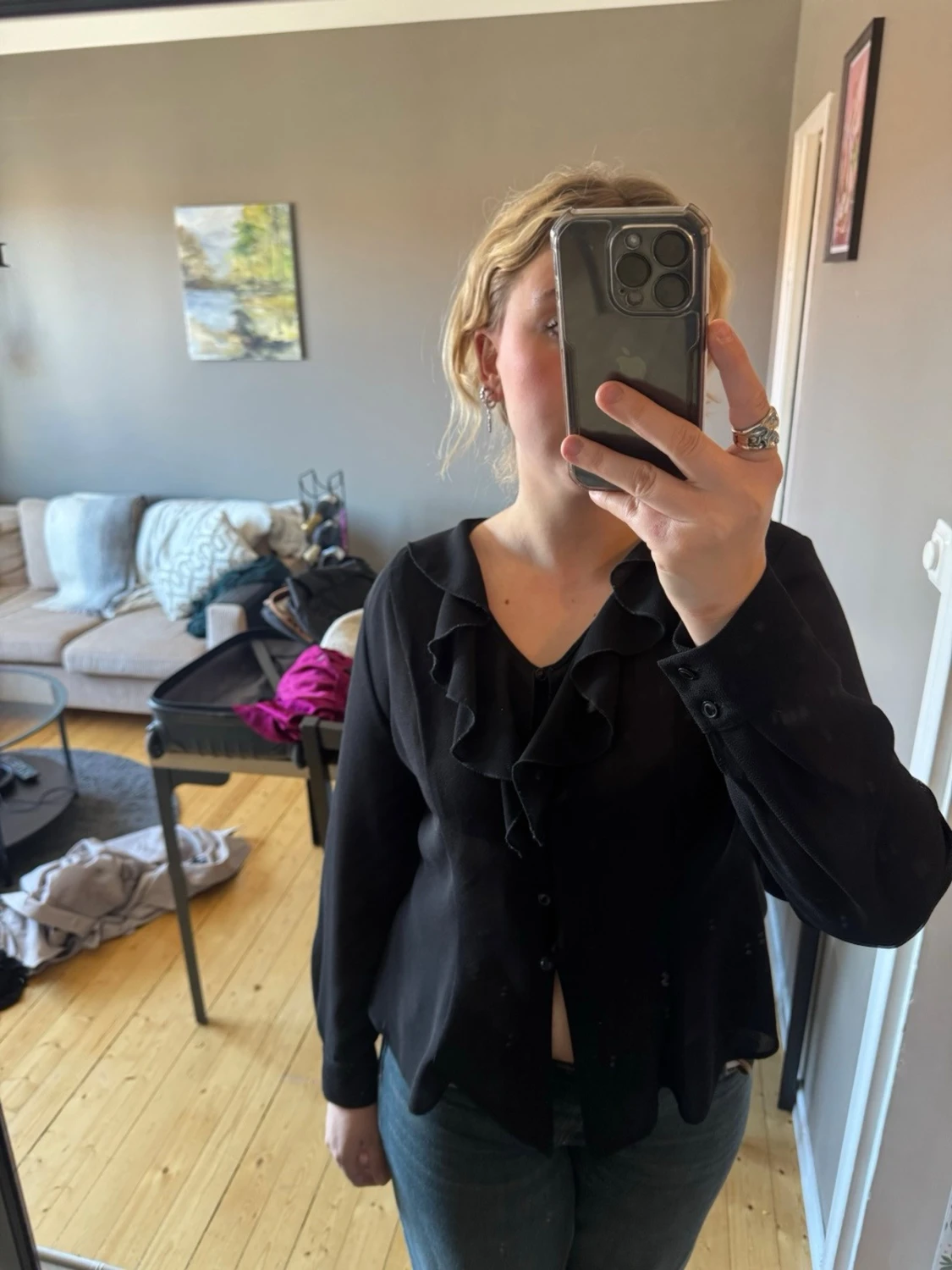 Svart volangblus - 2