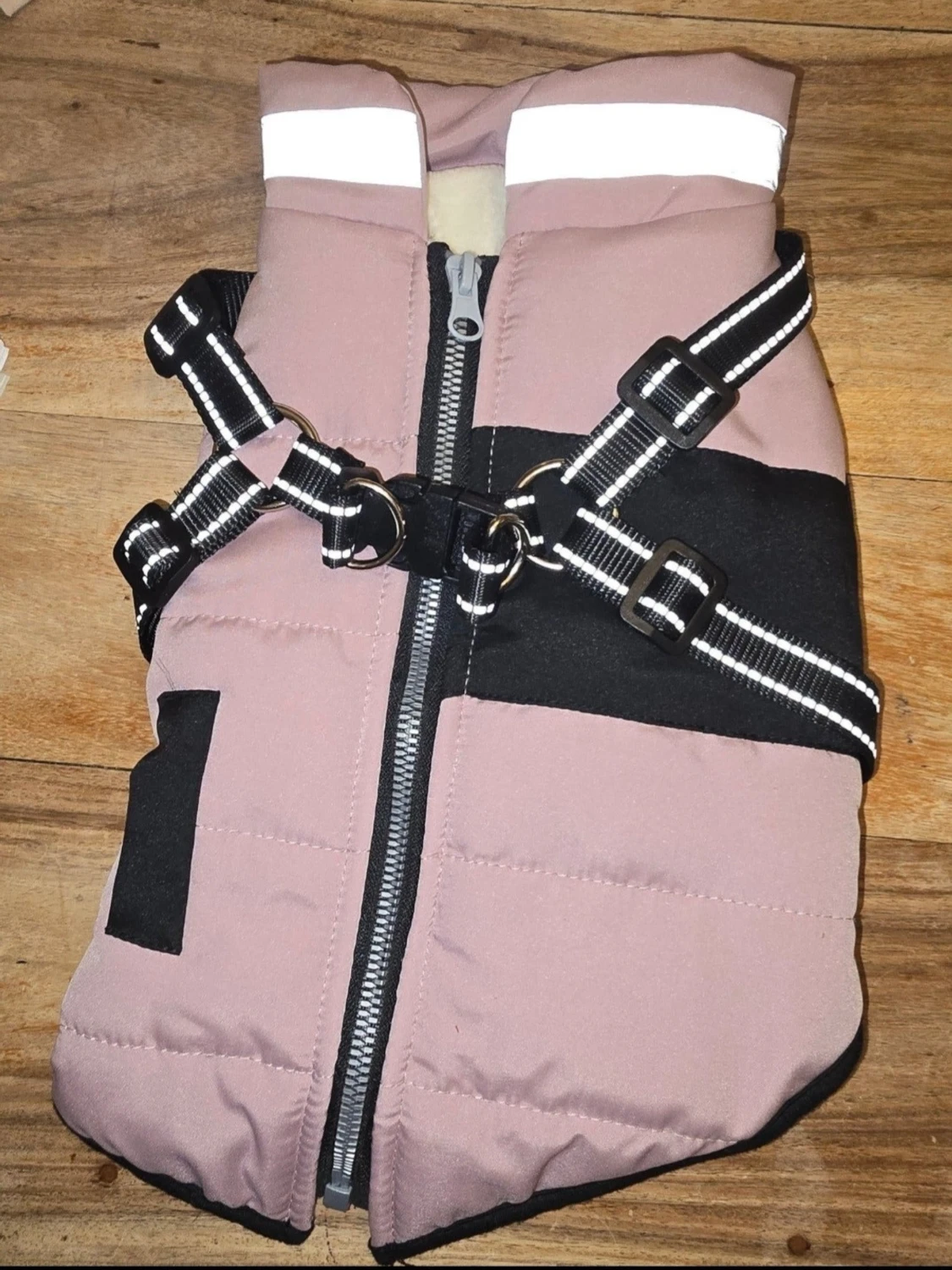 Vaderad hundväst, Rosa och svart  med reflex - 1