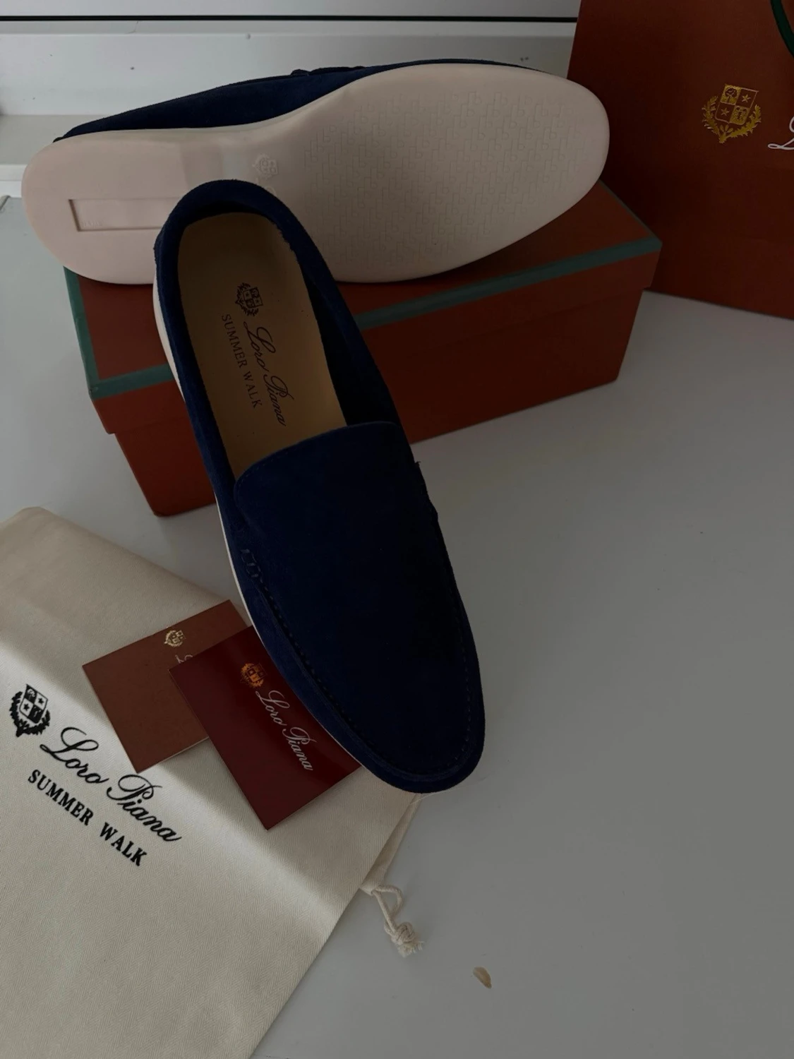 Blå mocka loafers från Loro Piana - 3