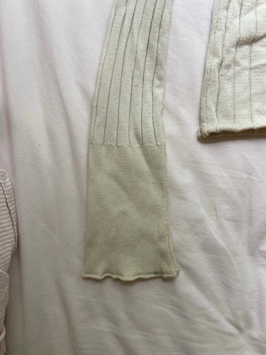 Beige ribbad långärmad topp - 3