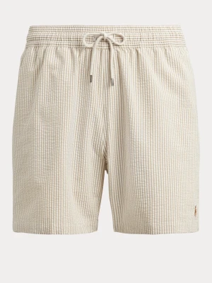 Beige randiga shorts från Polo Ralph Lauren - Snygga beige shorts från Polo Ralph Lauren med diskret randigt mönster och dragsko i midjan. Tillverkade i bomull och perfekta för varma dagar. Klassisk och avslappnad stil med broderad logga nertill.