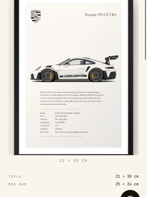 Porsche 911 GT3 RS - Gillar du snygga bilar med fart?? Här är en poster gjort på (170 GSM MATTPAPPER). Postern kommer med eller utan träram i olika färger samt olika storlekar vilket gör att priset varieras. På Apollouf.com/ Finns även mycket mer på hemsidan/ Skriv i DM vid köp!!
