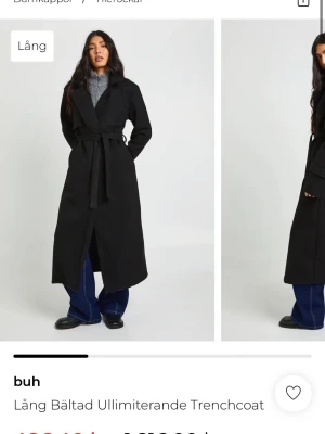 Svart lång kappa från boohoo  - Säljer en svart lång kappa från boohoo då den aldrig kommit till användning, köpte för ca 3 veckor sen men aldrig använt. 
