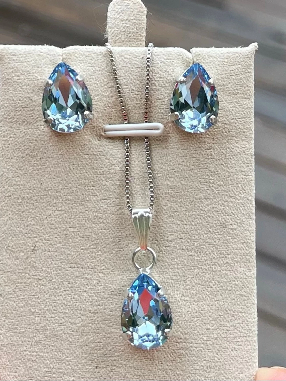 Set silverpläterad light sapphire pear  - 4