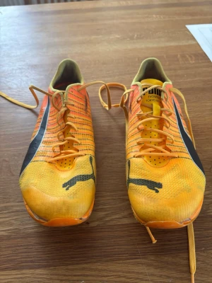 Puma Evospeed Tokyo Nitro spikskor - Skorna har fungerat perfekt för mig och har varit jätte bra. Dem är välanvända men inte trasiga på några sätt. Det ända problemet kan vara att spikplattan har börjat låssna lite där fram men borde inte vara nått problem. Köpte januari 2025. Förjer med skopåse och skolåda