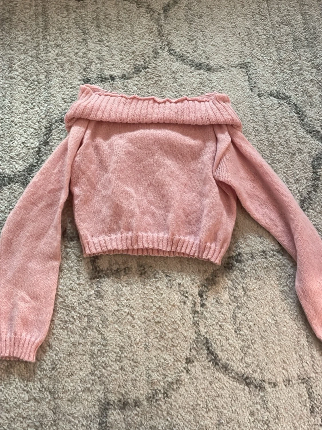 Rosa off shoulder stickad tröja