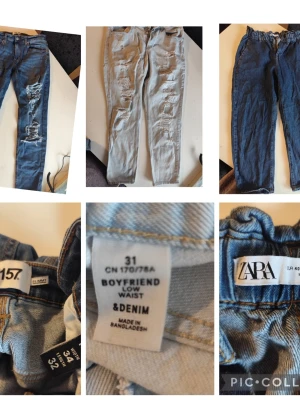 Ljusa boyfriendjeans från Zara stl 40 - Säljer ett par ljusa boyfriendjeans från Zara med låg midja och rejält slitna detaljer framtill. Jeansen är i denim och har en avslappnad passform som ger en cool och trendig look.Du är varmt välkommen att kika på mina andra annonser. Sammanfrakt 