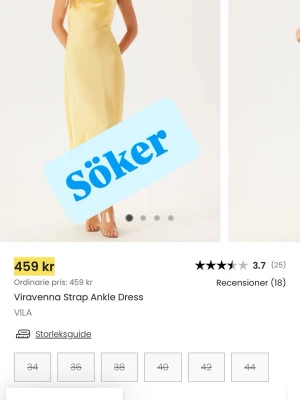 Söker  - Jag söker denna långklänning från bubbleroom (storlek 36, färg pale banana). Kan tänka mig att köpa för ett rimligt pris, alltså inte dyrare än varan själv. Helt slutsåld på nät ett, hör av dig 💛💛💛
