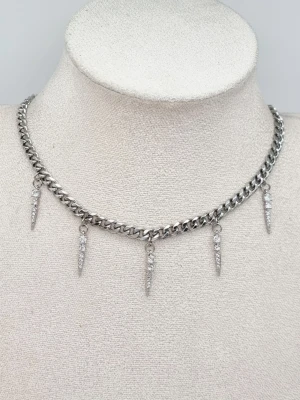 Handgjort halsband med zirconia  - Material-rostfritt stål.  Kedjetjocklek-5mm #57