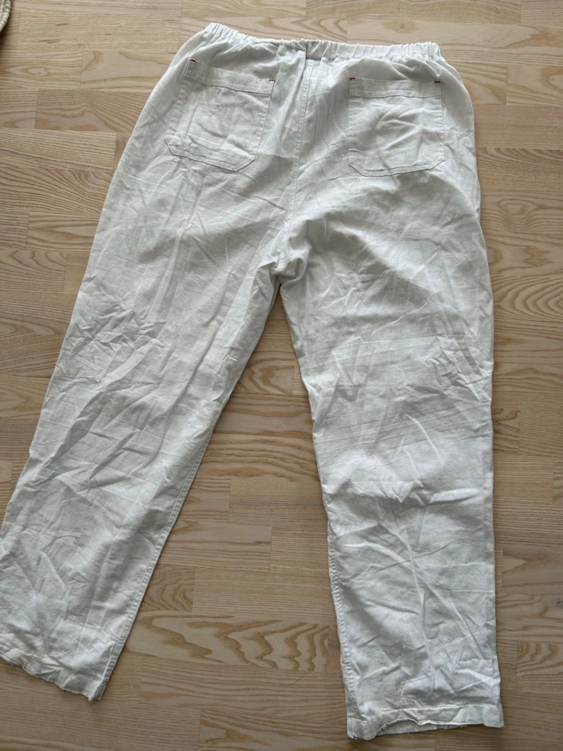 Vita linnebyxor med resårmidja - 2