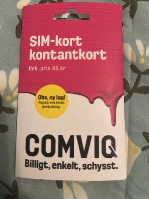 Comviq simkort  - Hej jag säljer Comviq simkort 20kr för 4 st. Varning det finns inga pengar i simkortet alltså du kan inte ringa någon men du kan få samtal. Och om du vill ladda simkortet med pengar du kan göra det genom deras app på mobilen. Alla köp är anonym