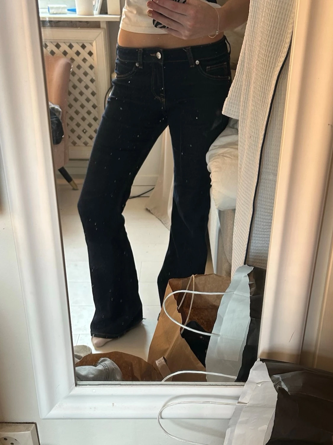 Mörkblå bootcut jeans - 1
