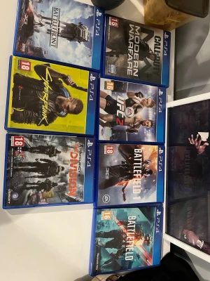 125 kr per spel|  cybertruck och warface slutsålda ‼️‼️‼️ - Säljer  7 PS4-spel: Star Wars Battlefront, Call of Duty Modern Warfare, Cyberpunk 2077, UFC 2, The Division, Battlefield 1 och Battlefield 2042. Alla spel i sina original blå plastfodral med färgstarka omslag. Perfekt för dig som gillar action, sport och äventyr.