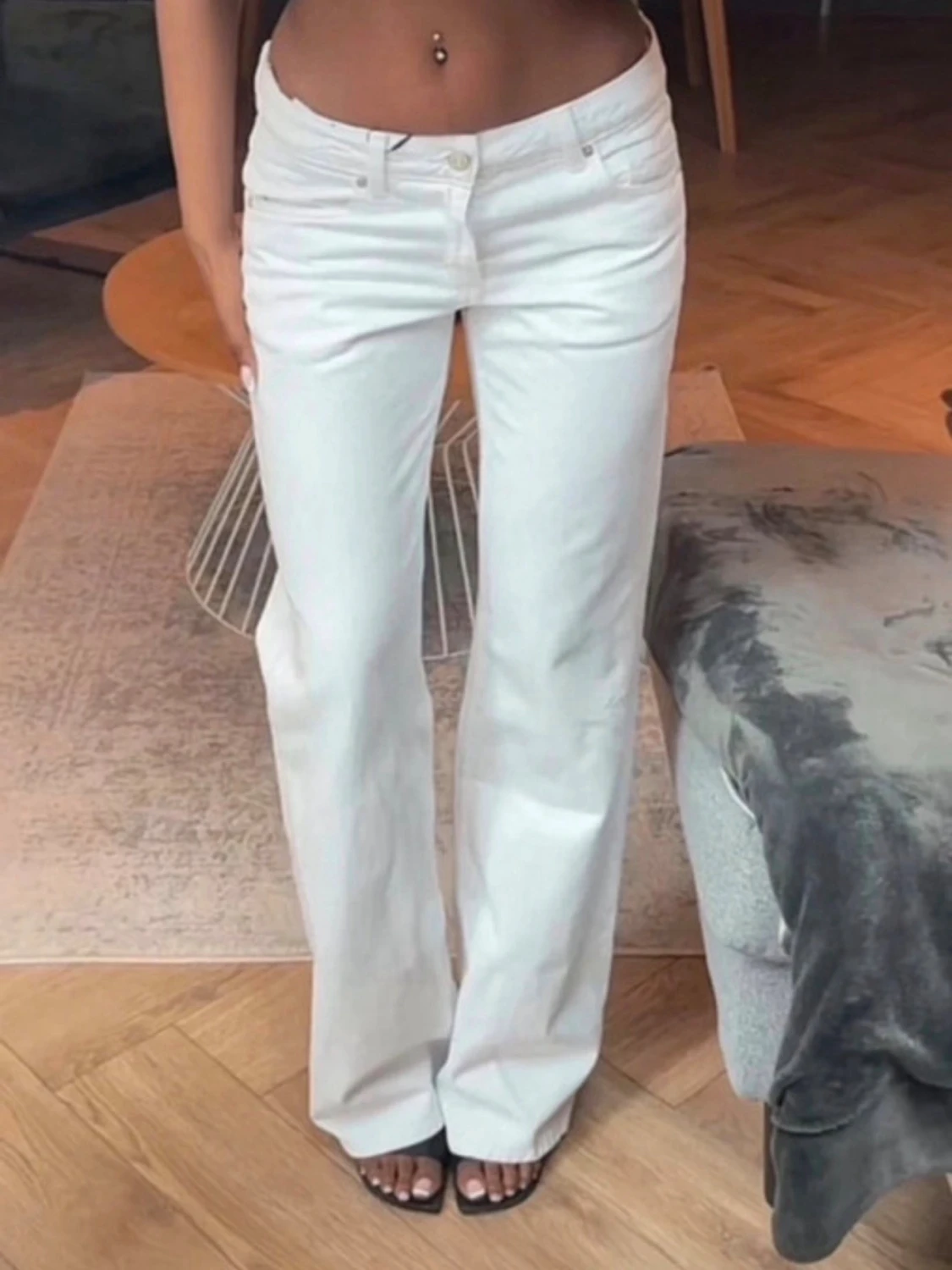 Vita raka jeans med låg midja Zara 32 helt nyq - 1