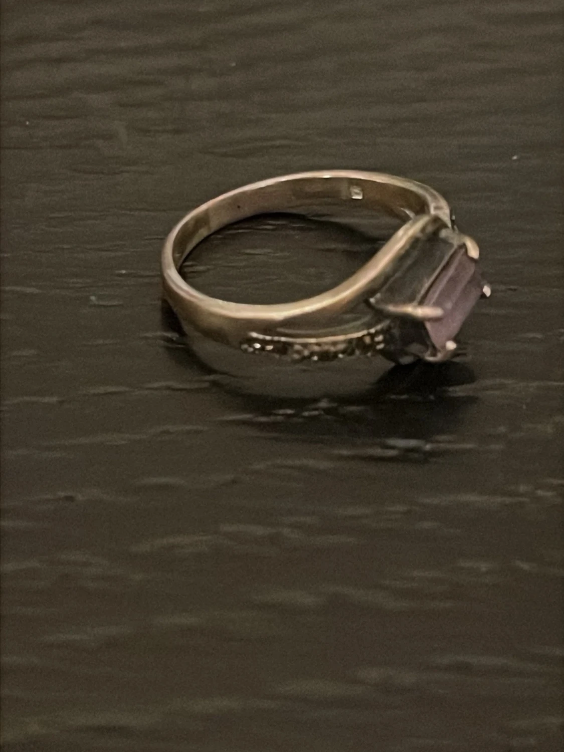 Äkta silverring med ametiststen - 1