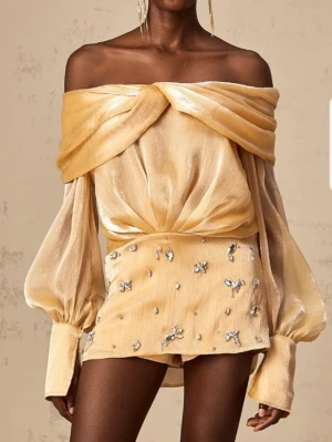 Miss Rosier dress - pretty gold dress from Miss Rosier, never worn only tried on, small defect in the front one piece of fabric is stitched poorly, easy to fix though, size S