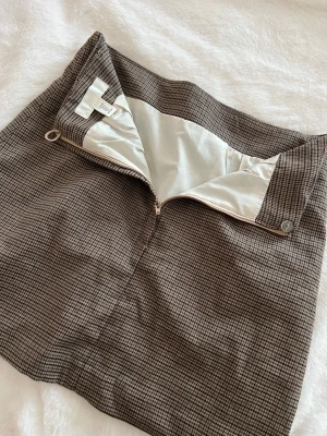 Brun-rutig minikjol från H&M - Brun rutig minikjol från H&M med dragkedja bak och ljus insida