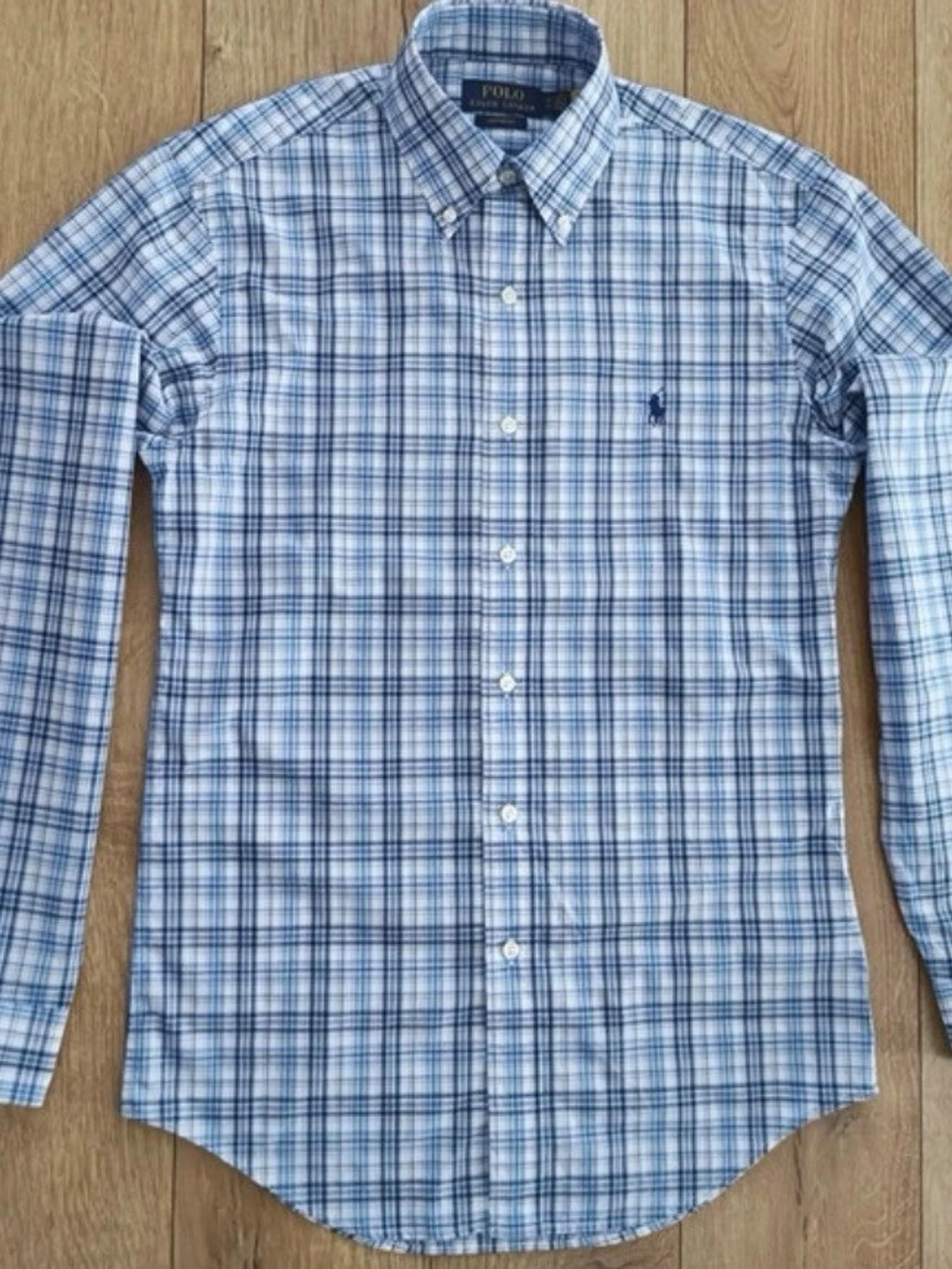 Blå rutig Ralph Lauren skjorta 