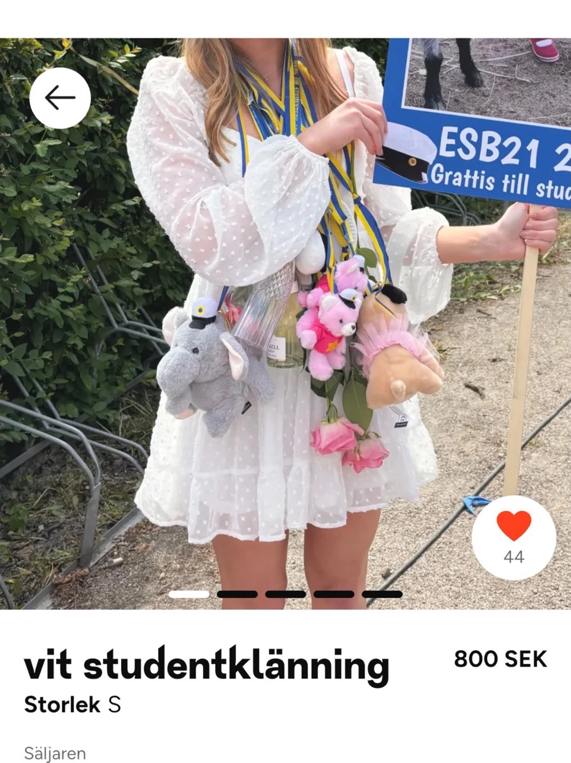 Vit kort studentklänning med snörning - 3