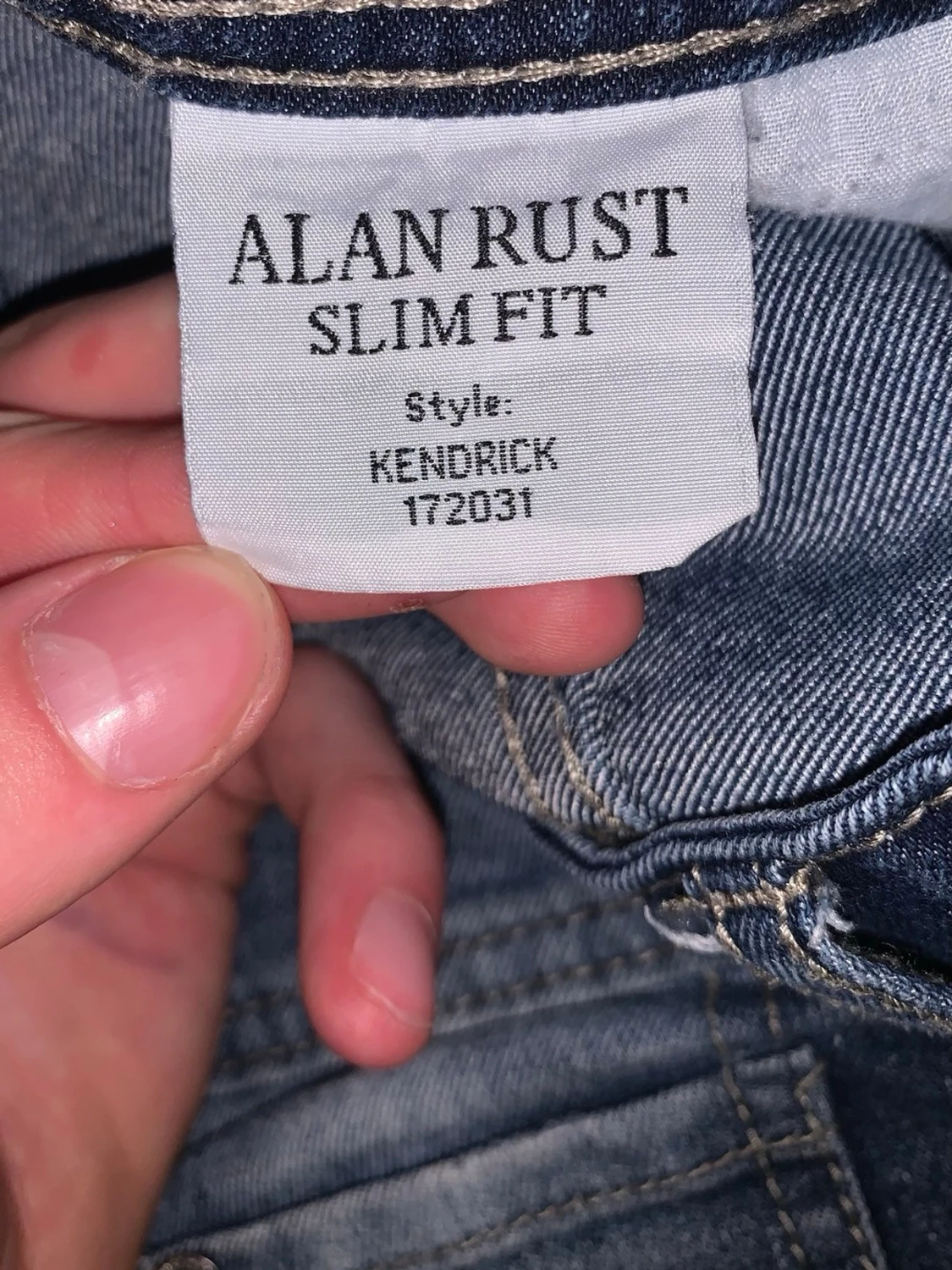 vintage mörkblå slim fit jeans - 4