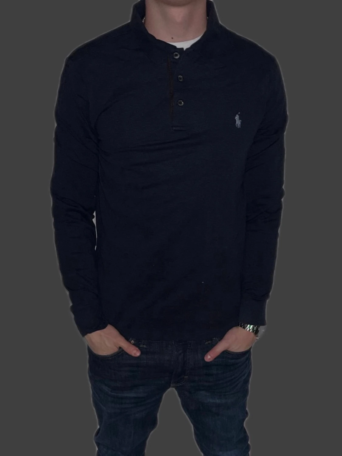 Mörkblå långärmad piké från Polo Ralph Lauren