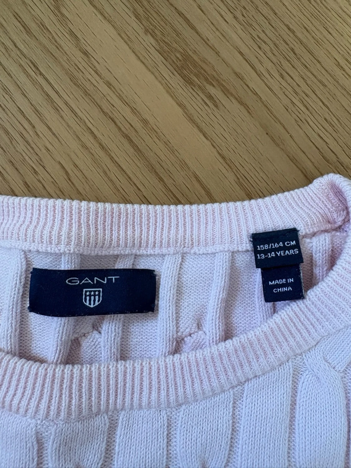 Ljusrosa kabelstickad tröja Gant - 2