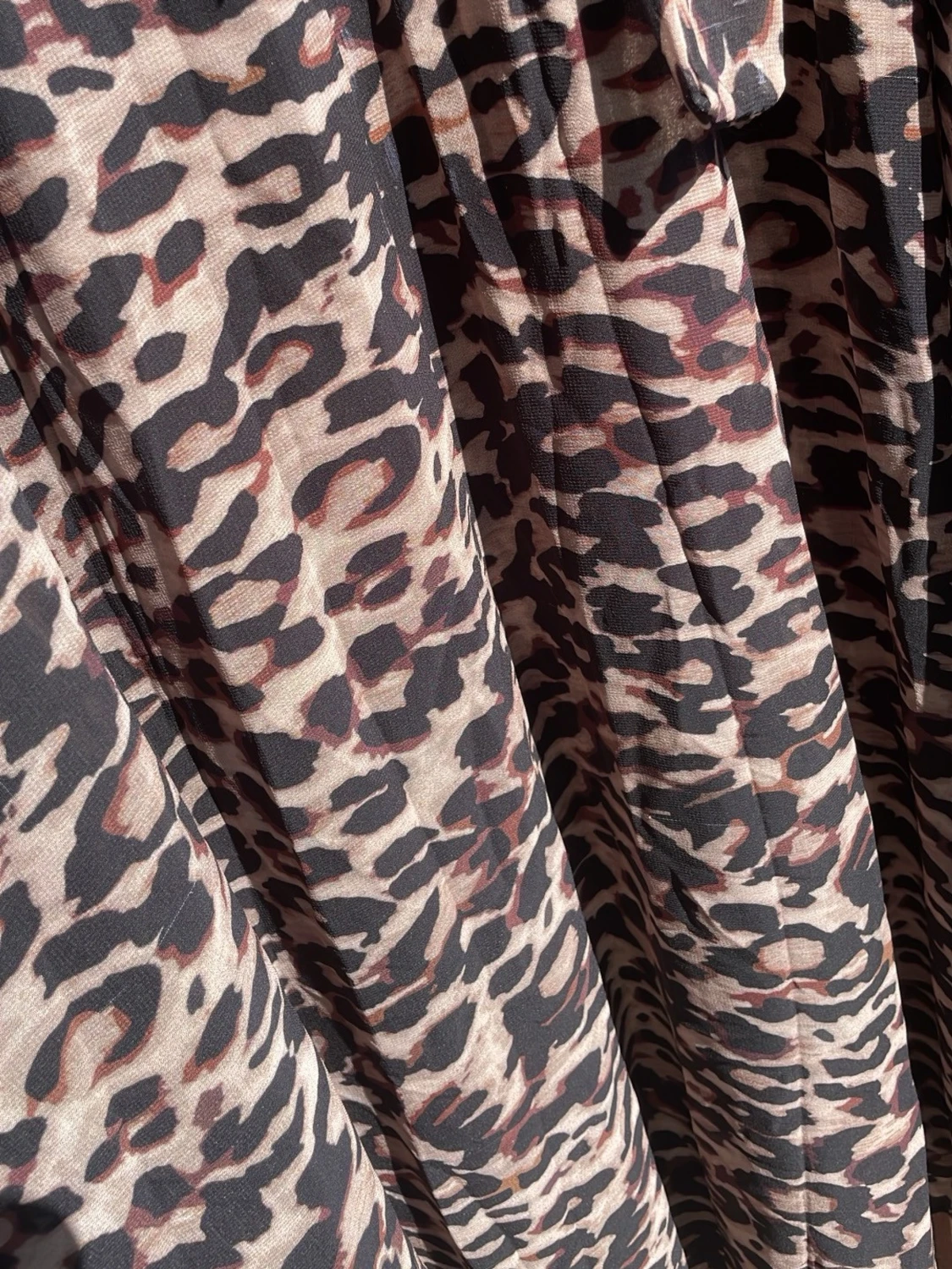 Leopardmönstrad långklänning med volang - 2