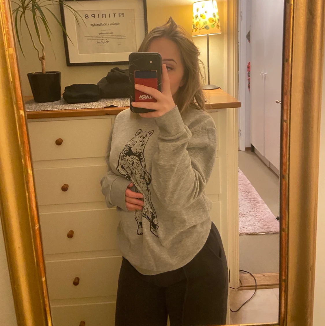 Grå tröja med tryck  - 90