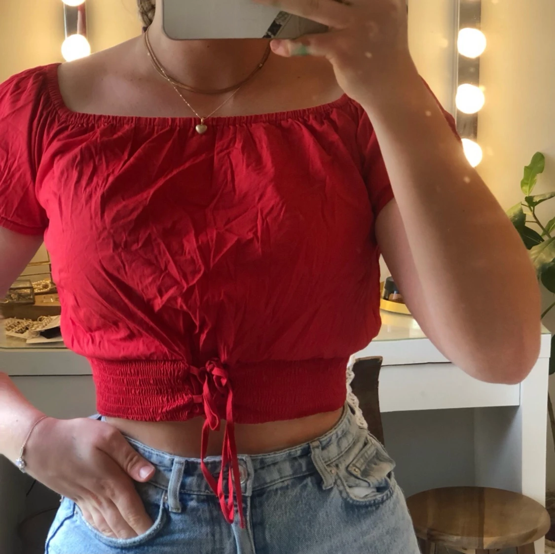 Röd sommar topp  - 90