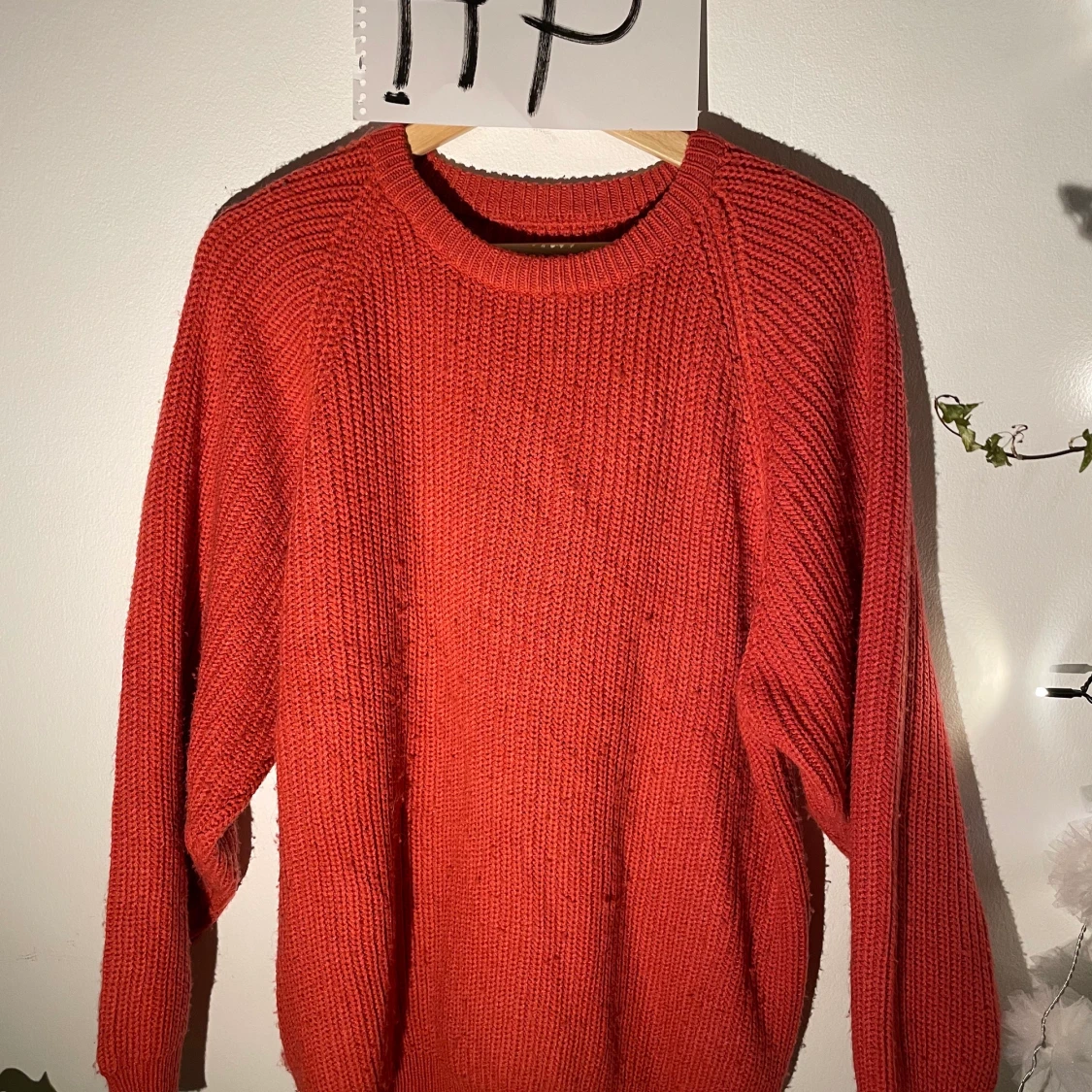 Vintage korallfärgad stickad tröja