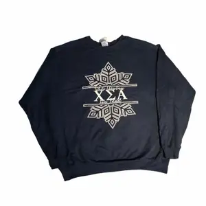 En sweatshirt från ett ”fest-house” i USA. Den har ett lite vinterinspirerat tema men funkar att ha på sig under vilken tid på året. Köpt från tjmaxx i USA. 