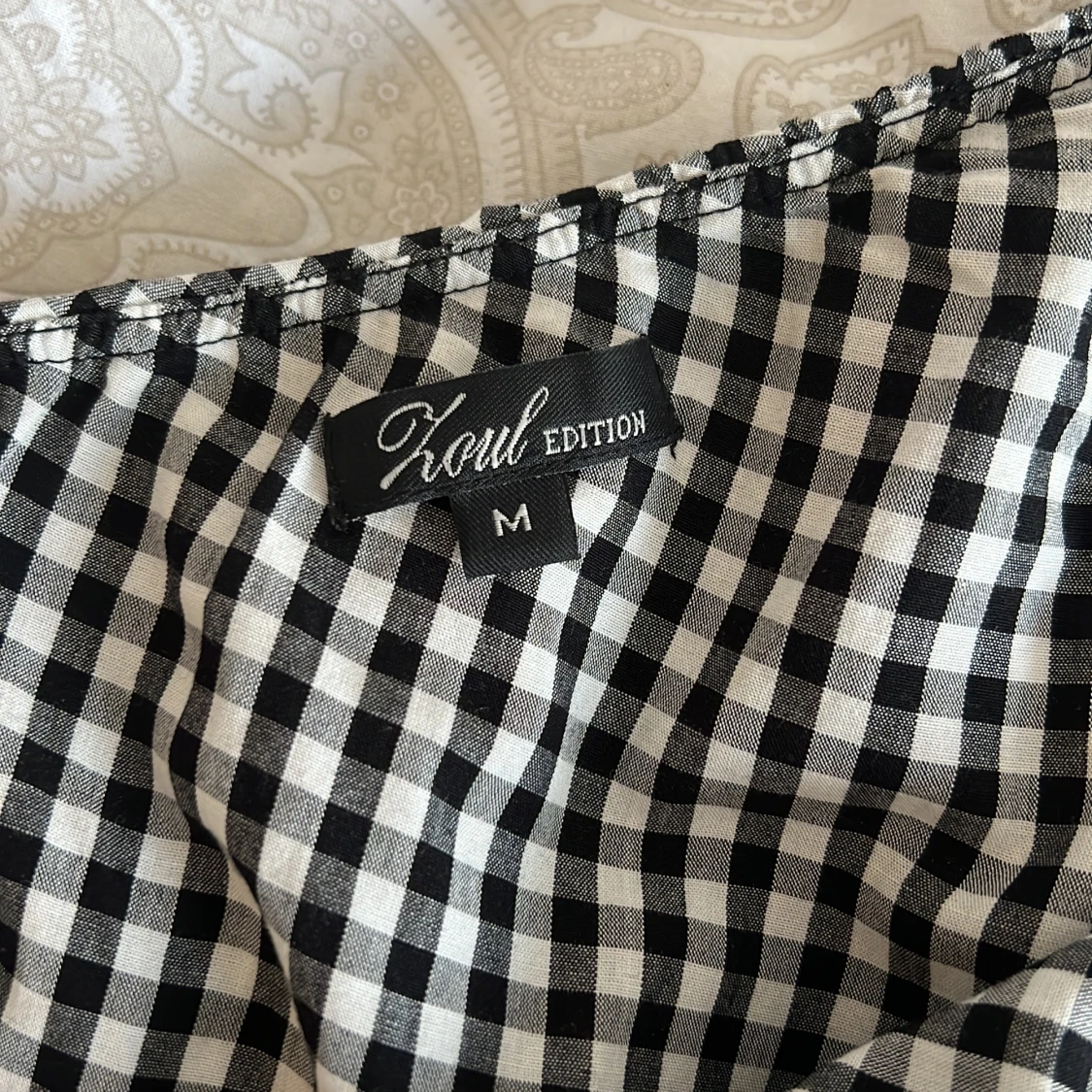 Rutig off-shoulder blus - 91