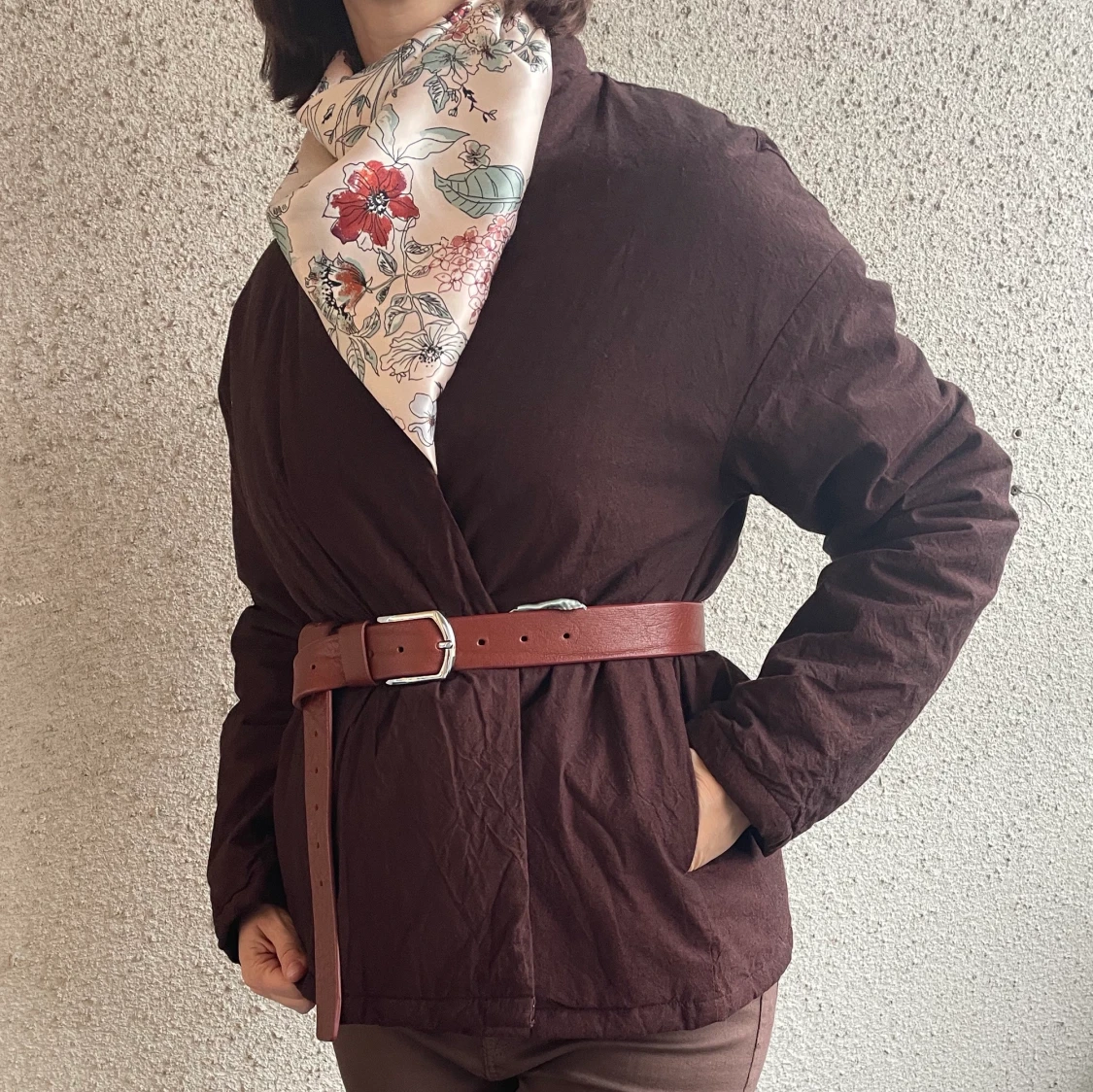 Quiltad jacka i bomull och linnen S