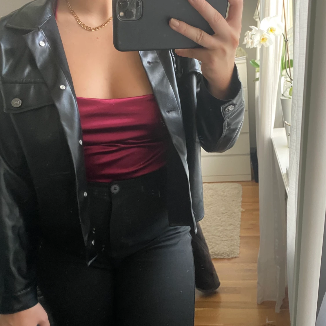 Svart skinnjacka  - 90