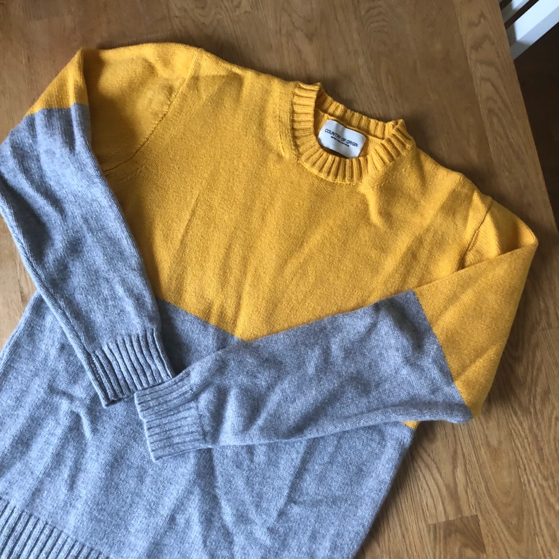 Bright yellow and gray wool jumper 