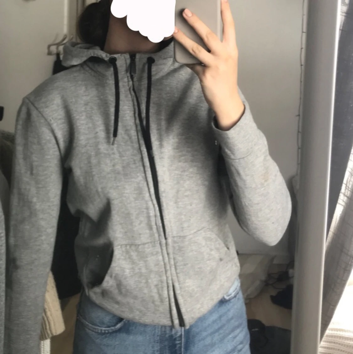 Grå Kofta/hoddie 💗 - 90