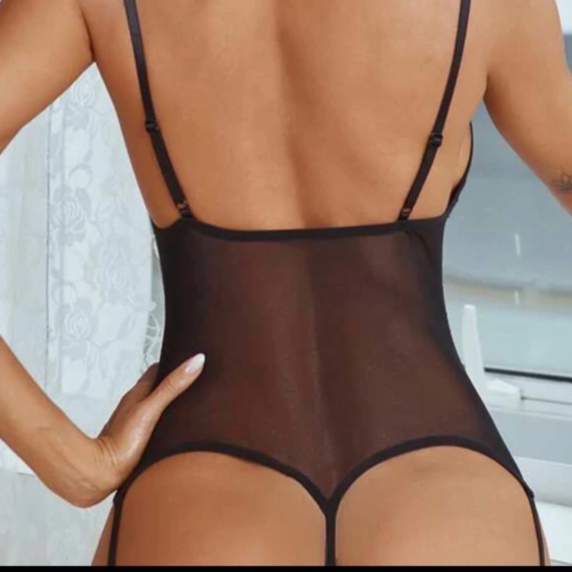 Floral Lace Mesh Teddy Bodysuit - 90