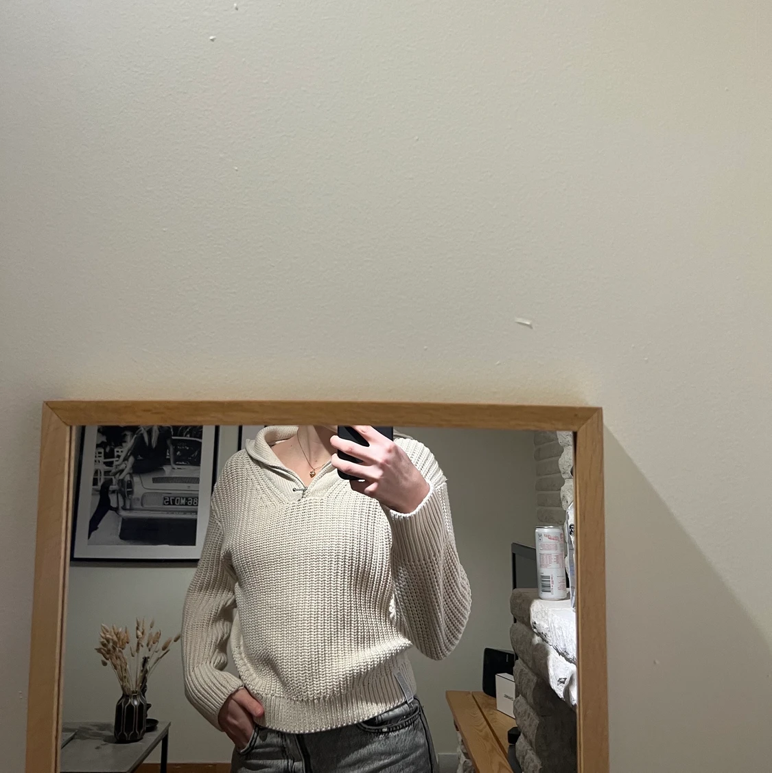 Stickad zip tröja - 90