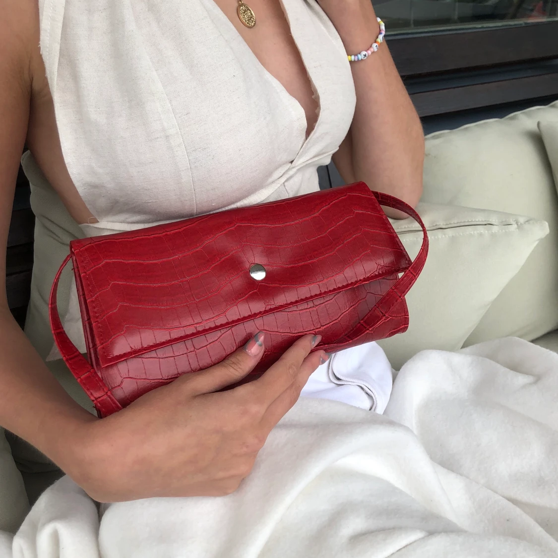 Röd ormskinn väska  - 90