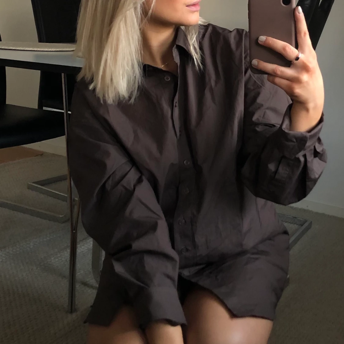 Helt NY Brun Skjortklänning  - 90