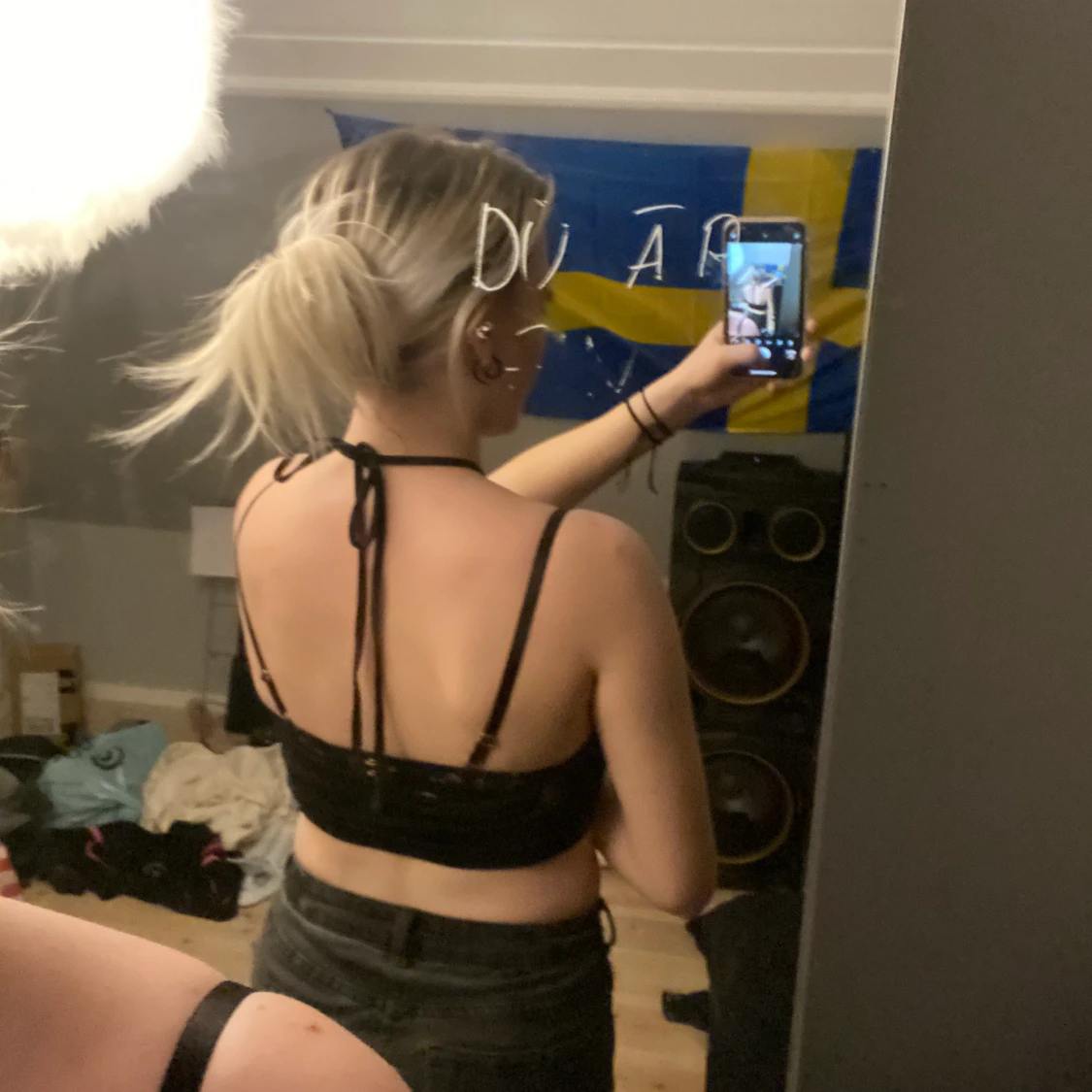 Svart kort linne - 90