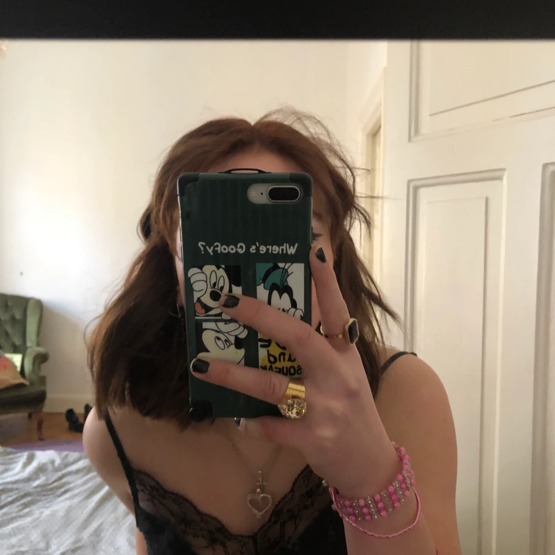 Svart linne med spets - 90