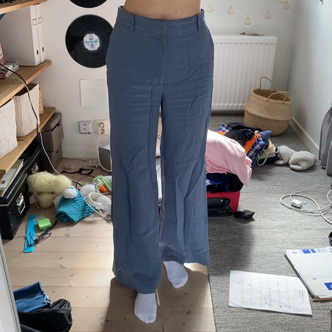 Blå hm kostymbyxor