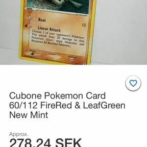 Pokémon  - Cubone Pokemon Card 60/112 FireRed & LeafGreen New Mint