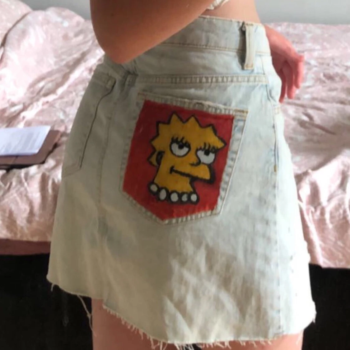 Jeans kjol med tryck