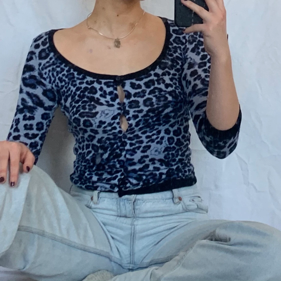 Blå leopard kofta - 90